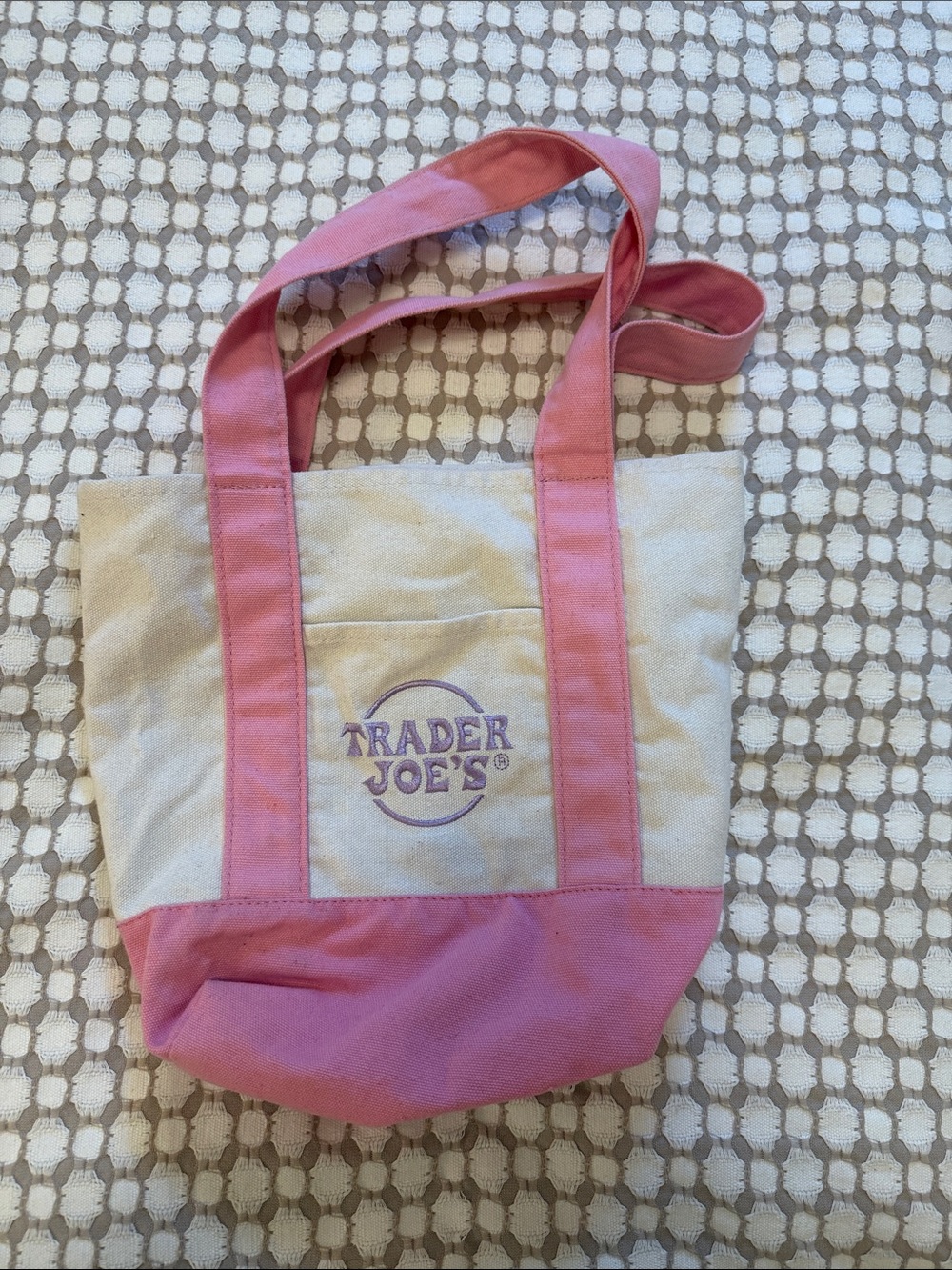 Pink and Cream Trader Joe’s Mini Tote Bag